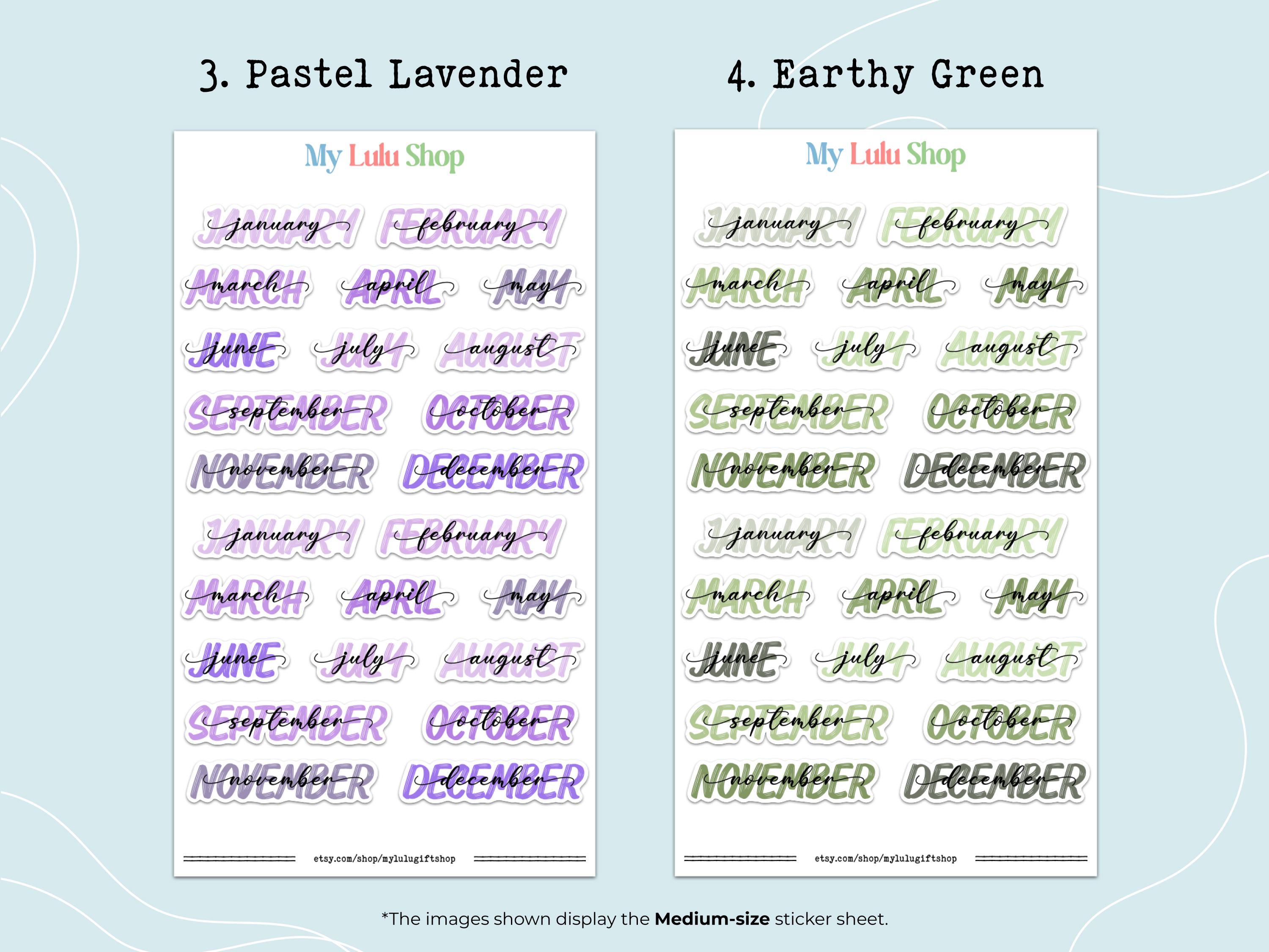 MONTH Planner Stickers, Month Header Stickers, Months of the Year ...