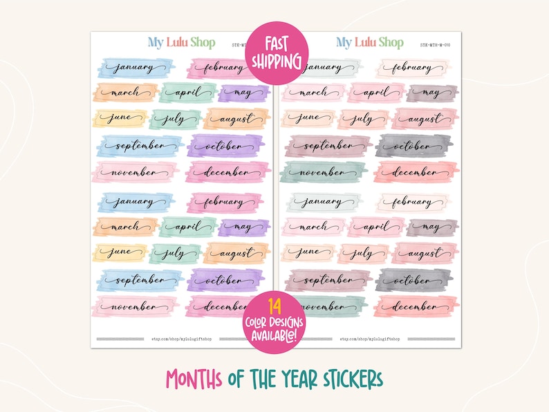 MONTH Planner Stickers, Month Header Stickers, Months of the Year ...