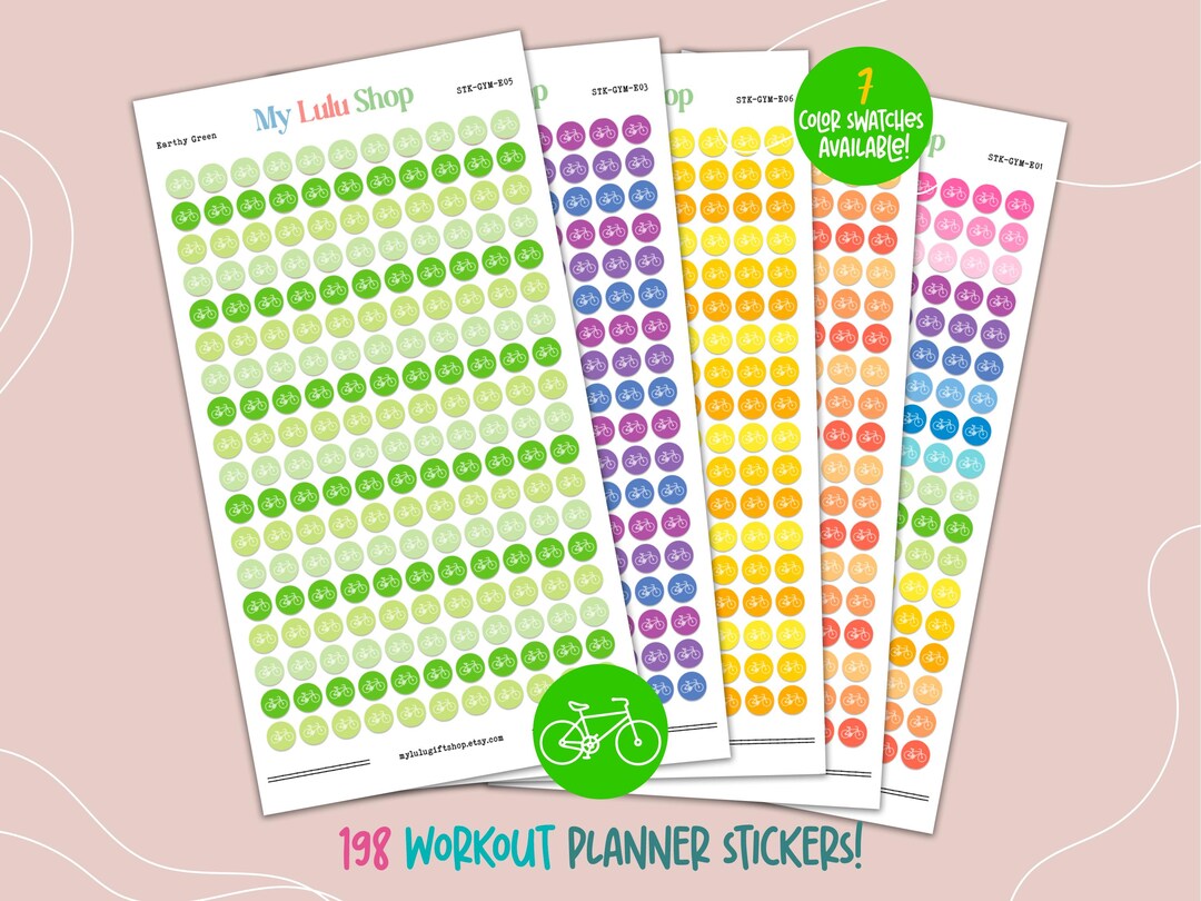 WORKOUT BICYCLE Tiny Dot Planner Stickers, Cardio Exercise to Do ...