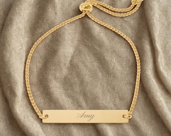 Jouw naam op een staafarmband | Op maat gegraveerd in goud, rosé of zilver