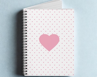 Notitieboek spiraalvormig roze hart met stippen | Geregeld dagboek