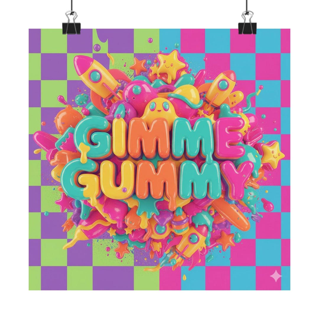 Gimme Gummy Poster Matte Horizontal | Colorful Candy Pop Art - Etsy