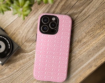 Funda XOXO para iPhone / Patrón rosa, lindo estilo San Valentín