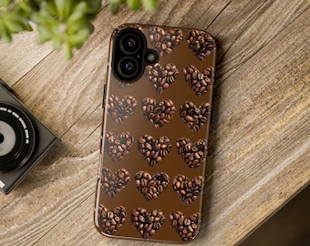 Funda para iPhone con forma de corazón de café / Funda resistente