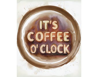 Póster "Es la hora del café" / Arte mural vertical mate con café