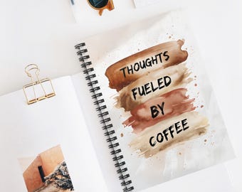 Cuaderno espiral "Reflexiones impulsadas por el café" / Diario para amantes del café