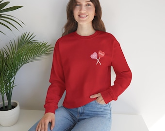 Sudadera con piruletas de corazón de San Valentín / Cuello redondo XOXO Love