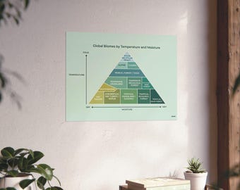 Global Biomes Poster | Temperature and Moisture Ecosystem Diagram for Classroom, Homeschool Science Wall Art