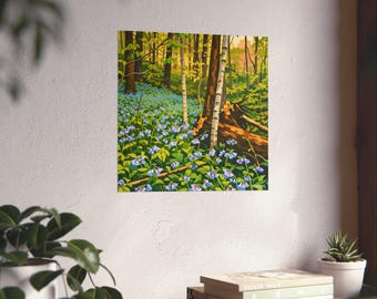 Bluebell Forest Illustration Poster | Fine Art Poster