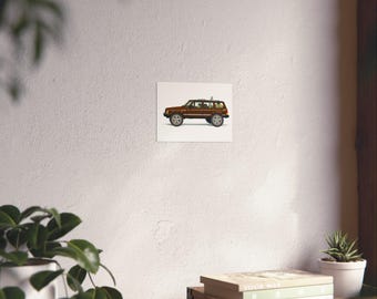 Vintage Jeep Cherokee Illustration Print | 4x4 Off Road Vehicle Artwork