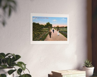 Garfield Park Lovers Lane Chicago Vintage Postcard Print | Restored Botanical Garden Wall Art