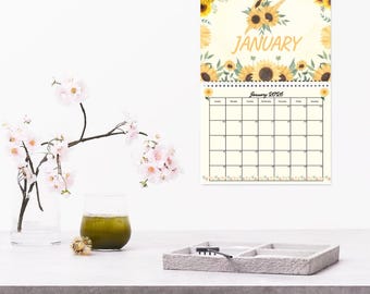 Calendario mensual de pared digital e imprimible 2026-2027. Descarga instantánea.