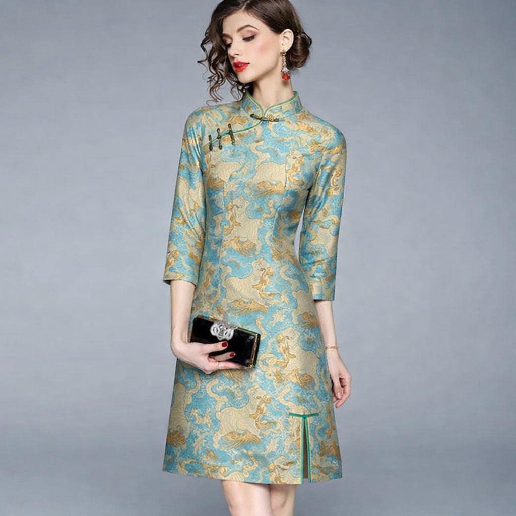 knee length dresses for ladies Naya Orange Floral Print Mini Dress - US 12 main image 0