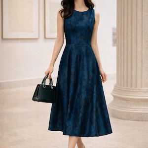 blue black white gold dress actual color Boden Women's May Jersey Midi Dress in Blue main image 0
