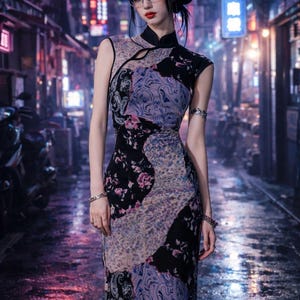 chinese dress ladies Scarlet Orchid – High-Slit Qipao Dress