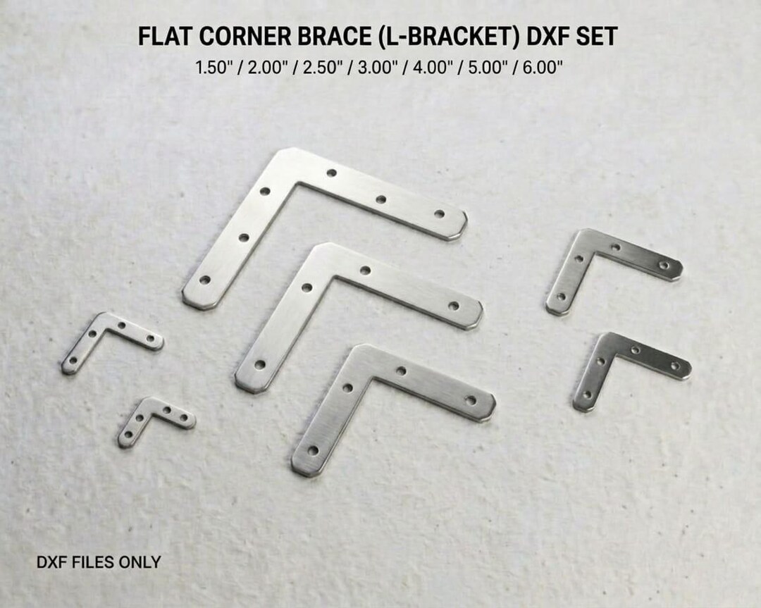 L Bracket DXF Set | Flat Corner Brace File | CNC Laser Plasma Waterjet ...