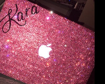 Bling MACBOOK Case Cover 14" 16" Pro 2021 Fuchsia Crystal Rhinestones Bedazzled Sparkly Shiny Glitter Kim Kardashian Kylie Jenner Influencer