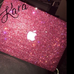 Bling MACBOOK Case Cover 14" 16" Pro 2021 Fuchsia Crystal Strass Bedazzled Sparkly Shiny Glitter Kim Kardashian Kylie Jenner Influenceur