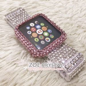 Apple Watch Bedazzled Bling Pink Crystal Case Protector Cover