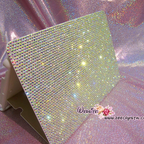 Bedazzled Bling Glitter iPad CASE / Cover with Rainbow White Rhinestones Crystal (iPad air, iPad pro, iPad mini) -Swarovski / Czech