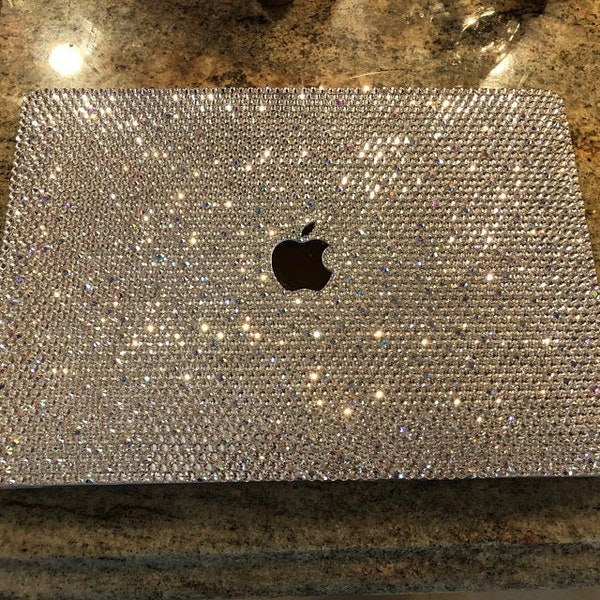 Bedazzled Bling MACBOOK Caso / Portada Celebridades Kim Kardashian Kylie Jenner en Clear White Crystal Rhinestones Shiny Sparkly Glitter Hecho a mano