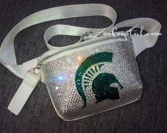 GÜRTELTASCHE aus Swarovski Strass BLING mit Ihrem Lieblings-Logo: Bauchtasche, Hüfttasche, Reisetasche, Hands Free Bag