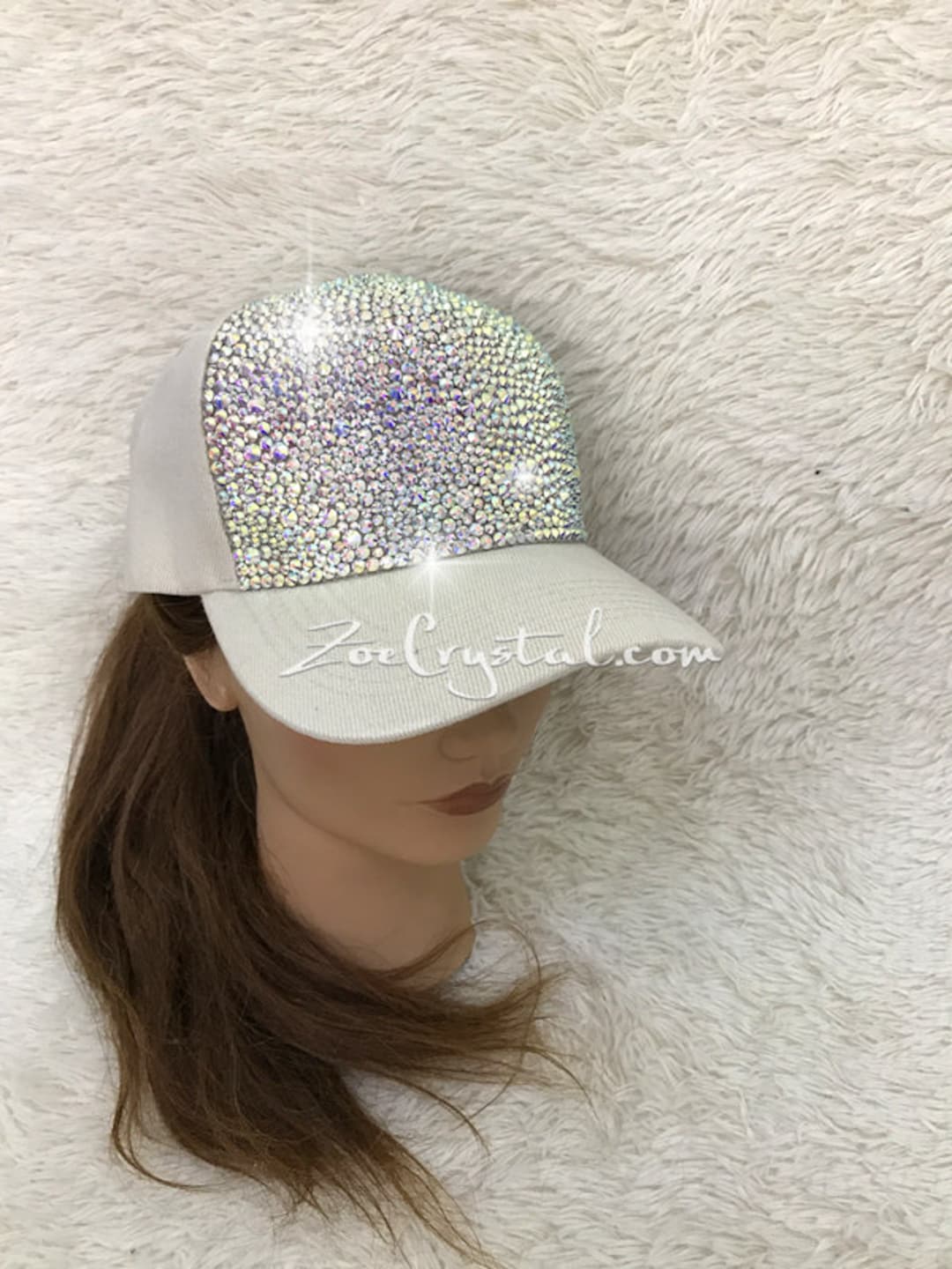 CUSTOMIZED BLING CAP / Hat Bedazzled With Navy Blue Crystal