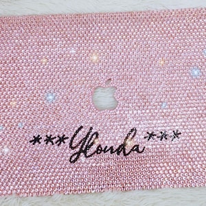 MACBOOK Air Pro Case Cover w Bedazzled Bling Sparkly Shiny Handmade Customized Rose Pink Crystal Rhinestones Kim Kardashian 14&quot; 16&quot; Pro 2021