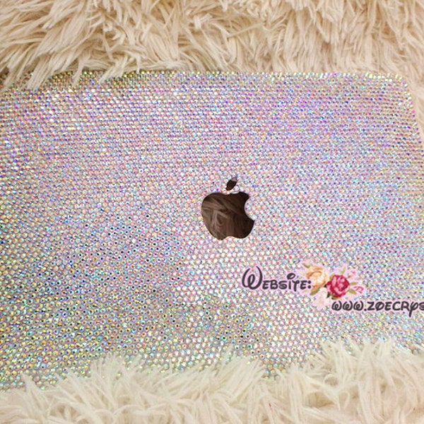 MACBOOK Case Cover Celeb Kim Kardashian Kylie Jenner w Bedazzled Sparkly Shinny Glittery Bling Rainbow Crystal Rhinestone 4mm