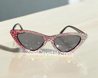 HOLLYWOOD Modieuze cat eye-zonnebrillen / tinten / sunnies van roze tot fuchsia bling sprankelende strassteentjes festival rockabilly retro pin-up