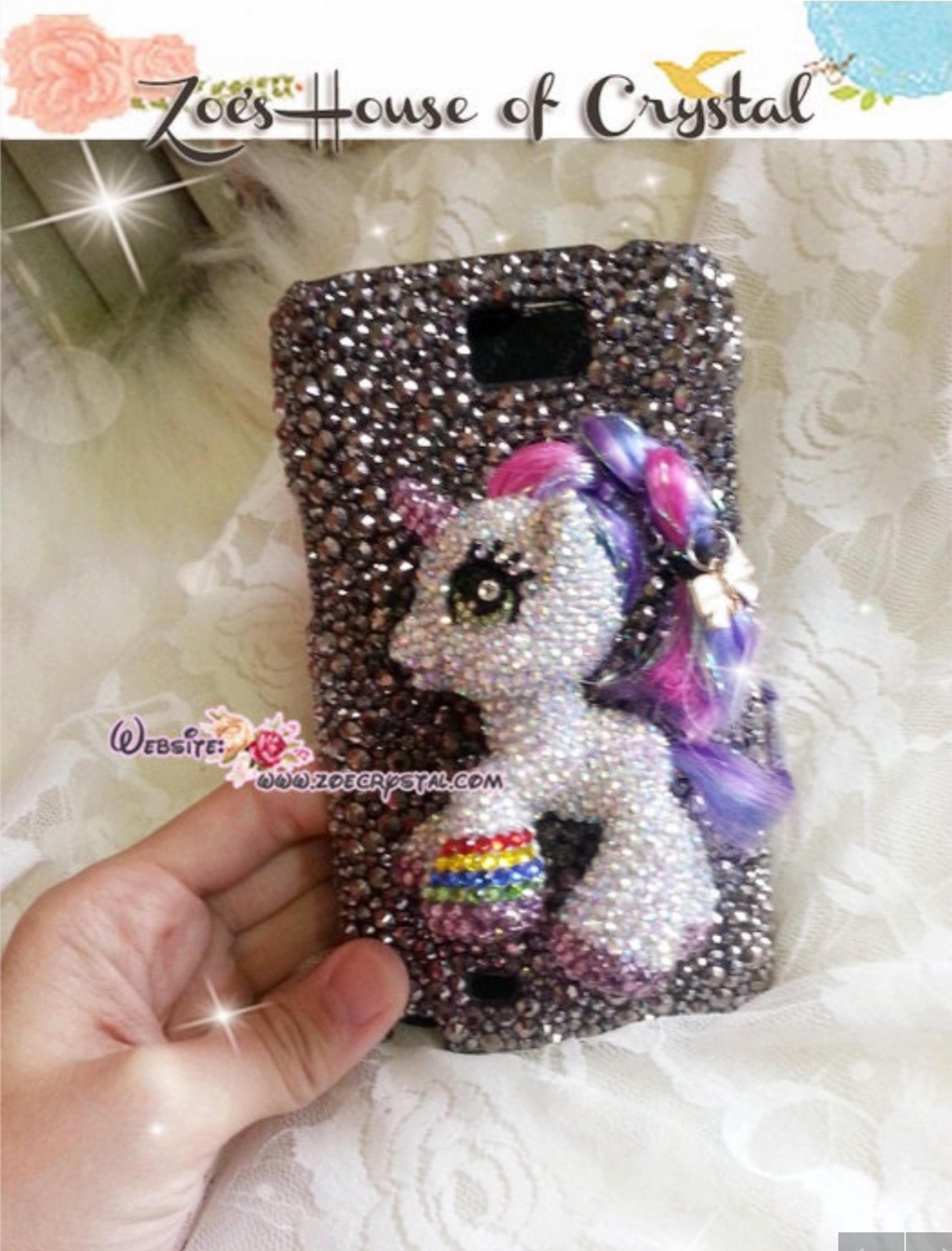 Czech/ Swarovski My Little Pony 3D / Unicorn BLING Crystal 3D Cell Phone Case - Flip case