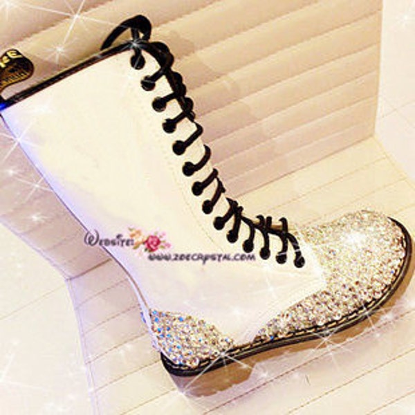 Tall leather Boots with Bling and Sparkly CRYSTAL Rhinestone Shiny Glittery Bedazzled