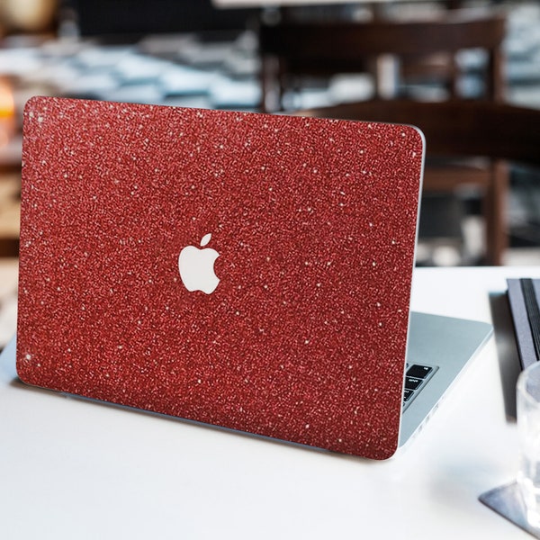 Back to School Glitter MACBOOK Case / Cover Air Pro Bedazzled Bling 11" 12" 13" 15" 16" Red Sparkly Shinny Bedazzled Bling Stylish Elegant