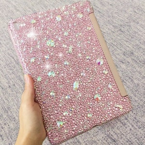 Bedazzled Bling iPAD Pro CASE Cover w Light Pink Rose Gold Glitter crystal (iPad air, iPad pro, iPad mini are available) Add Name Logo Word