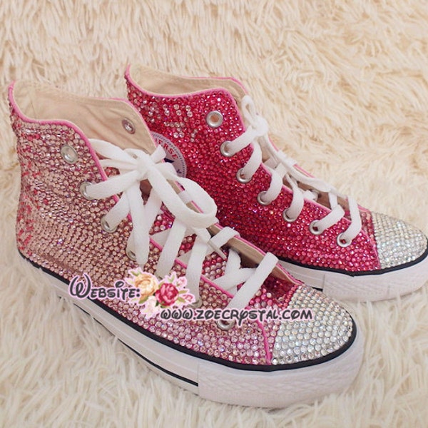 Bling CONVERSE Chuck Taylor All Star SNEAKERS with shinning and Stylish CRYSTALS - Fuschia and Pink