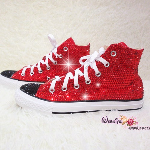 red bedazzled converse