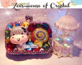 Bling and Sparkly CRYSTAL Clutch with MooMoo Cow