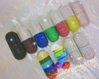 Bling & Bedazzaled Pil Geneeskunde Tablet Doos Houder Organizer Case Container Opbergdoos Vitamine Case Glanzende Sprankelende Steentjes Kristal