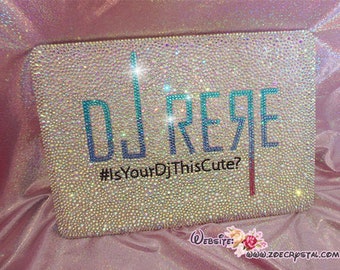 Custodia/copertina per MACBOOK personalizzata con logo, simbolo, idolo, celebrità, DJ con Strass BLING Bedawzzled Scintillante Shinny Strass di cristallo scintillante