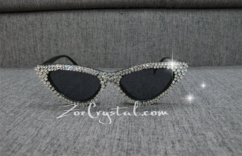 HOLLYWOOD Fashionable Cat Eye Sunglasses Crystal Sparkling Rhinestone Stylish Amazon.com: COTIA Fashion Diamond Cat Eye Sunglasses for  main image 3