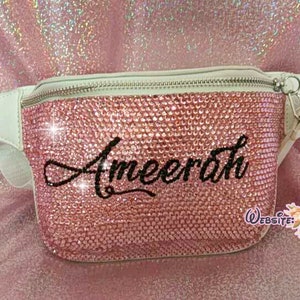 Customize Your BELT BAG Swarovski /Rhinestones BLING with Your Favorite Name, Initial or Logo Fanny Pack, Waist Bag, Hip Bag