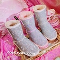 New**Super Bling and Sparkly middle high SheepSkin Wool BOOTS w shinning Czech crystals product logo