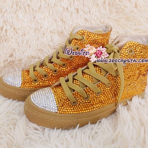 Bling CONVERSE Chuck Taylor All Star SNEAKERS with Shinning and Stylish CRYSTALS - Gold