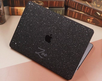 Glitter MACBOOK Case Cover Air Pro Bedazzled Bling 11" 12" 13" 15" 16" 14" 16" 2021 Black Sparkly Shiny Bling Stylish Back To School