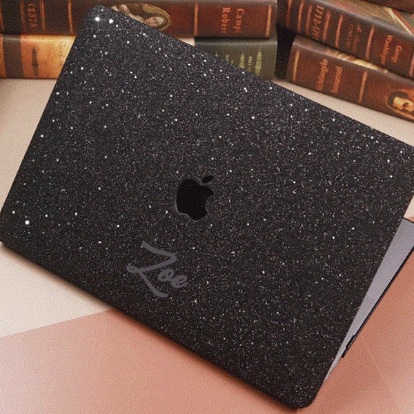 Glitzer MACBOOK Hülle Air Pro Bedazzled Bling 11" 12" 13" 15" 16" 14" 16" 2021 Schwarz funkelnd glänzend elegant Back To School."