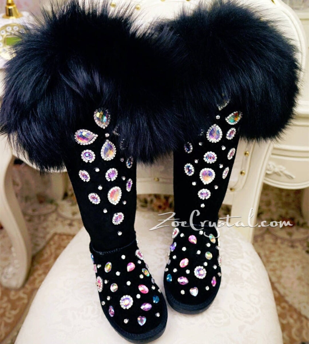 Queen Swan Pattern Print Comfy Winter Boots