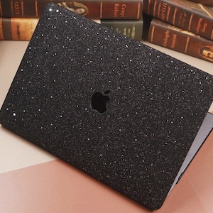 Bling Glitter MacBook Case Cover Protector 11 12 13 15 14 16 Pro 2021 / Air Black Sparkly Shiny Bedazzled Handmade Elegant Laptop image 2