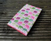 Pink Elephant Fabric notebook with removable cover