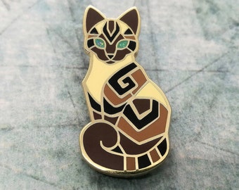 Stained glass Siamese/ Snow Bengal Cat ~ Enamel pin
