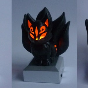 Chibi kitsune LED light holder ~ 3D print CAD model file + INTRUCTIONS